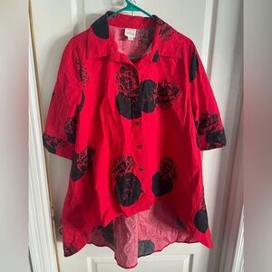 Truth + Style Red and Black Casual Button Down Shirt